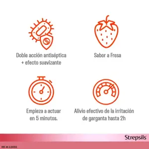 Strepsils sabor Fresa sin azúcar (sacarosa)