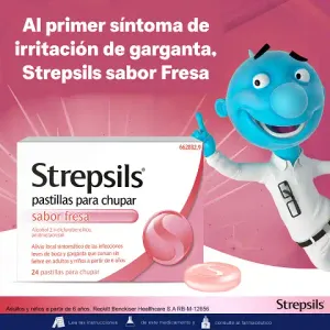 Strepsils sabor Fresa sin azúcar (sacarosa)
